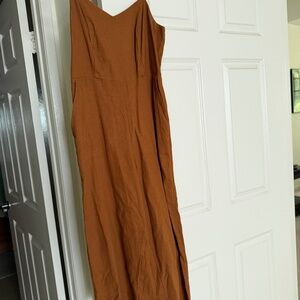 Old Navy Linen Blend Orange Jumpsuit Size Small